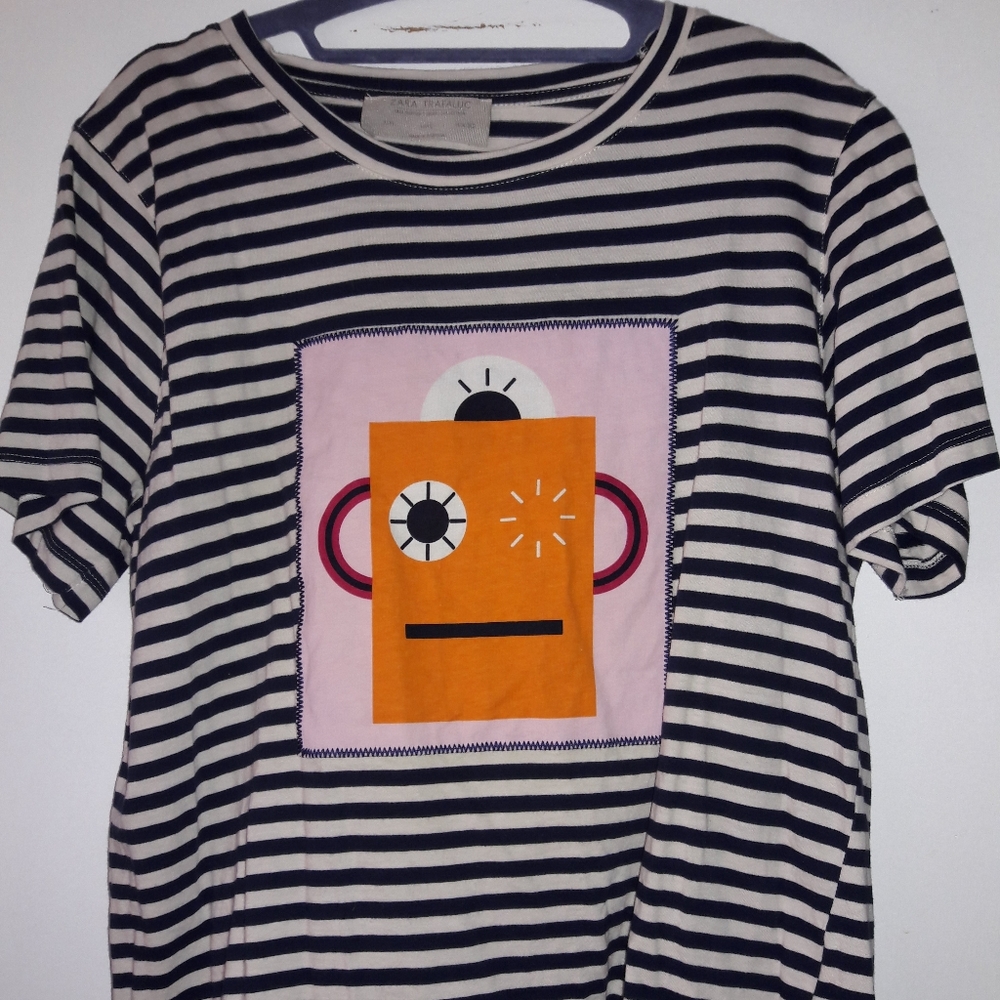 Zara Striped Robot Tee L